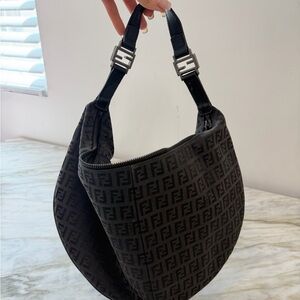 Fendi Black Monogram Hobo Bag
